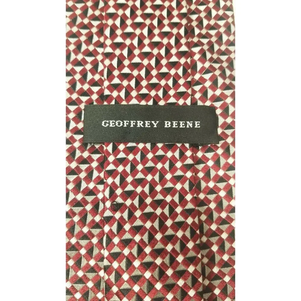 Geoffrey Beene Men's Handmade Silk Tie Geometric Multi Color 58 x 3 NWOT